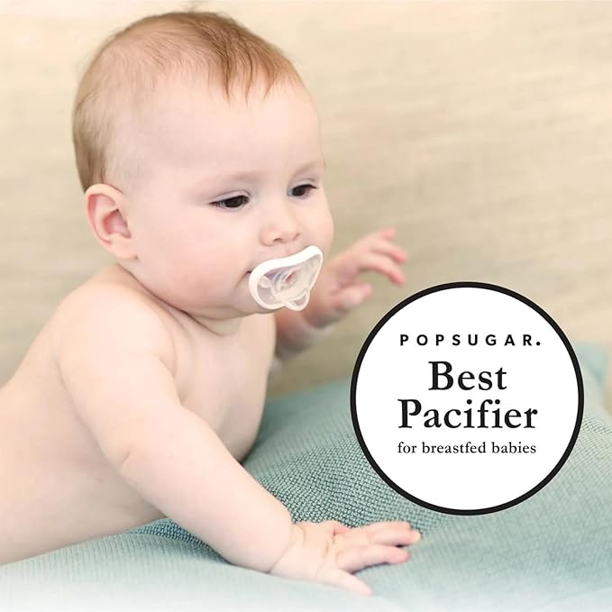 Nanobebe Baby Pacifiers 0-3 Month - Orthodontic, Curves Comfortably with Face Contour, Award Winning for Breastfeeding Babies, 100% Silicone - BPA Free. Perfect Baby Registry Gift 2pk,White