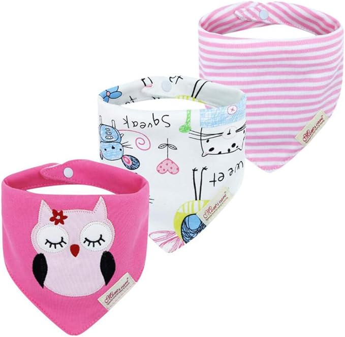 JN&LULU 3 Pack Newborn Baby Bibs Bandana Drool Bibs for Drooling Cotton Baby Gifts (Moon Star)