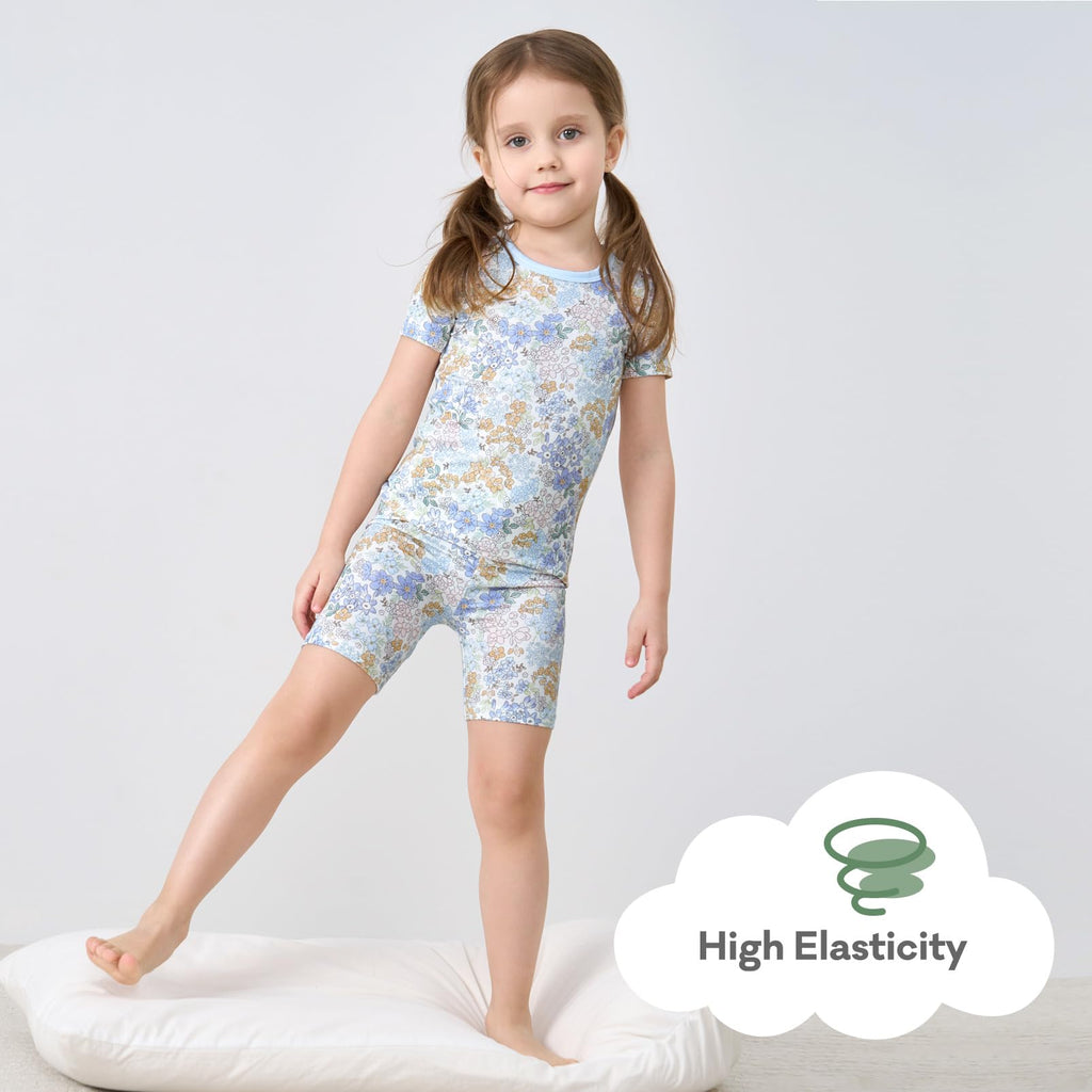 pureborn Toddler Viscose from Bamboo Pajamas Set Girls Pjs Blue Floral 3T