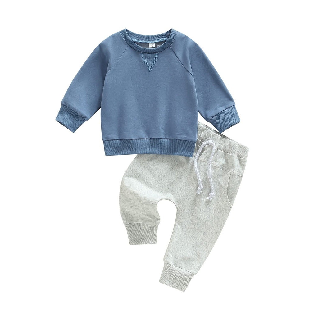 MA&BABY Toddler Baby Boy Clothes Solid Color Sweatshirt Jogger Pants Set