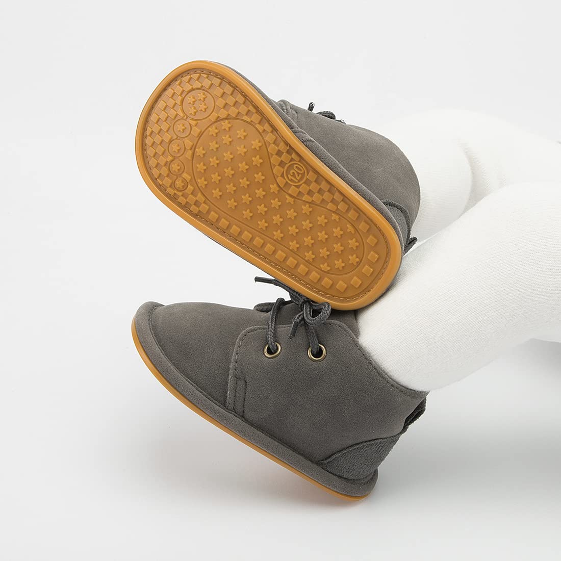 Zoolar Baby Unisex Warm Snow Boots Newborn Leather Fur Lace Up Ankle Anti-Slip Rubber Texture Sole Toddler Prewalker Winter Crib Shoes