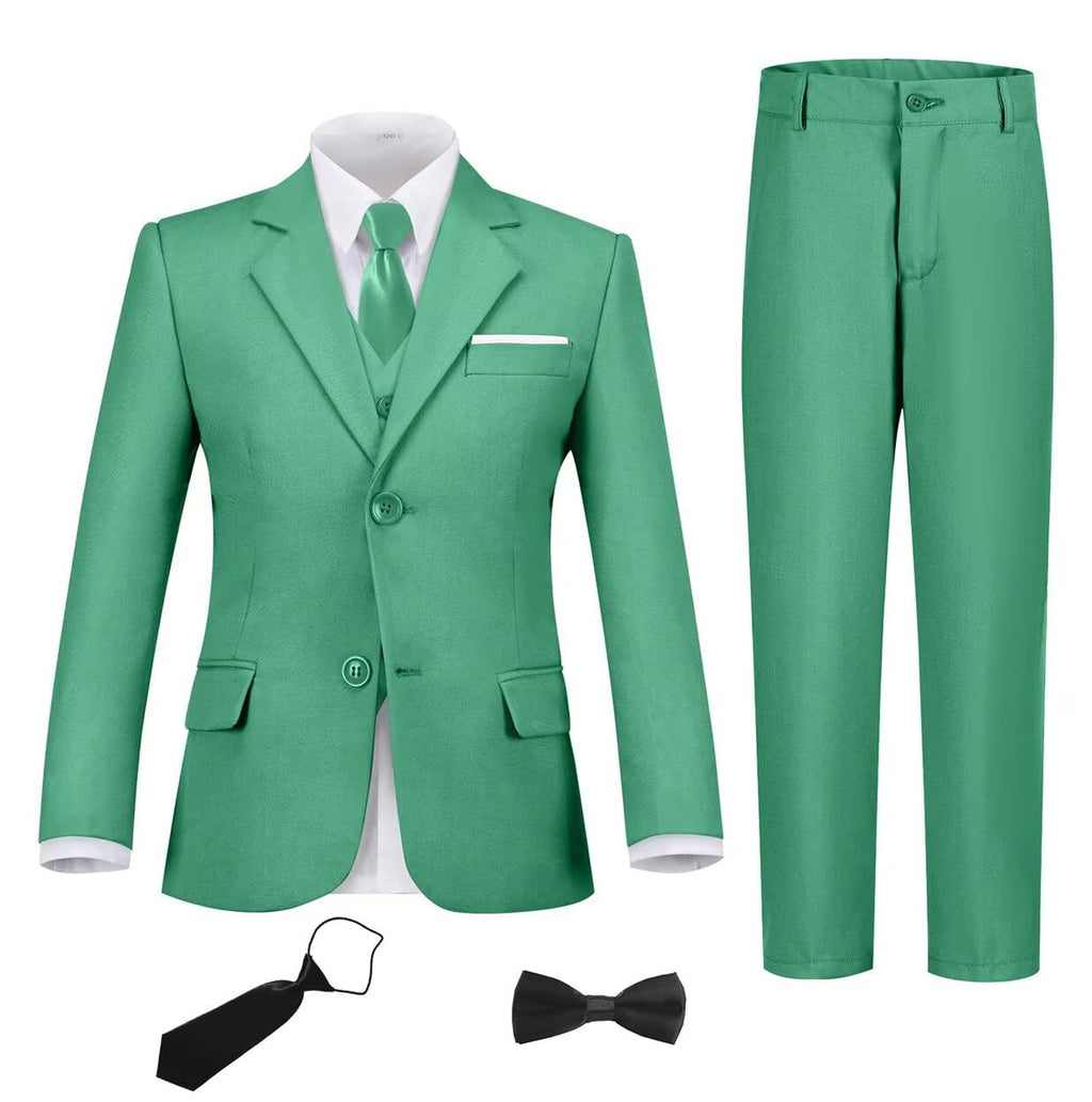 Boy's 6 Piece Suit Classic Fit Suit Set Tuxedo Boy Outfit Green 16