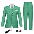 Boy's 6 Piece Suit Classic Fit Suit Set Tuxedo Boy Outfit Green 20