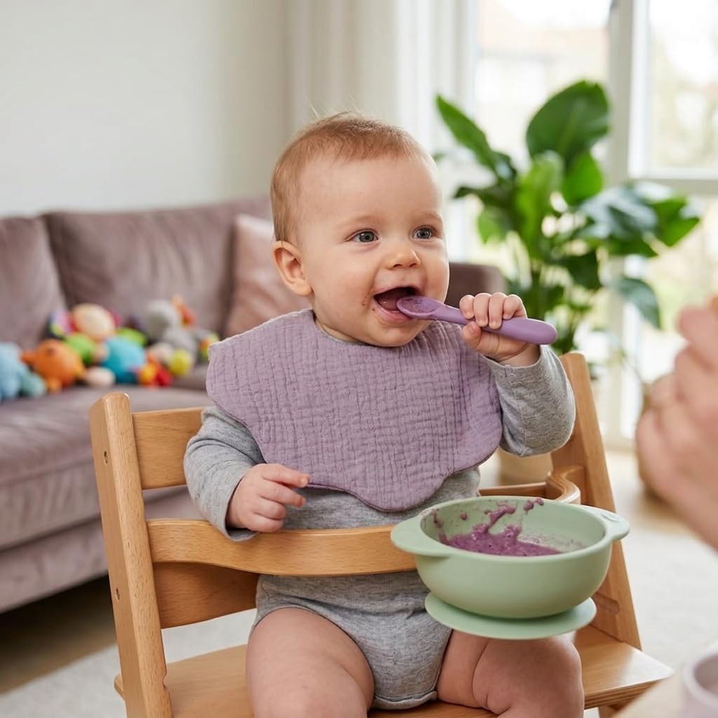 DOSMINE Organic Cotton Muslin Baby Bibs 4-Layer Drool Bibs