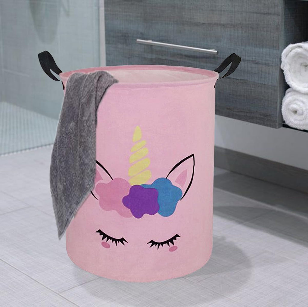 DUYIY Kids Laundry Hamper Storage Basket Laundry Organizer Hamper Storage Bins Clothes Box Nursery Hamper Gift Basket with Handles (Unicorn)