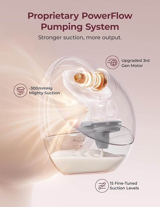 Momcozy Breast Pump Hands Free Upgraded Mobile Flow | M9, App Discreet Control with Personalized Multi-Modes & 15 Levels, Wearable Breast Pump 24mm, 2 Pack Gray