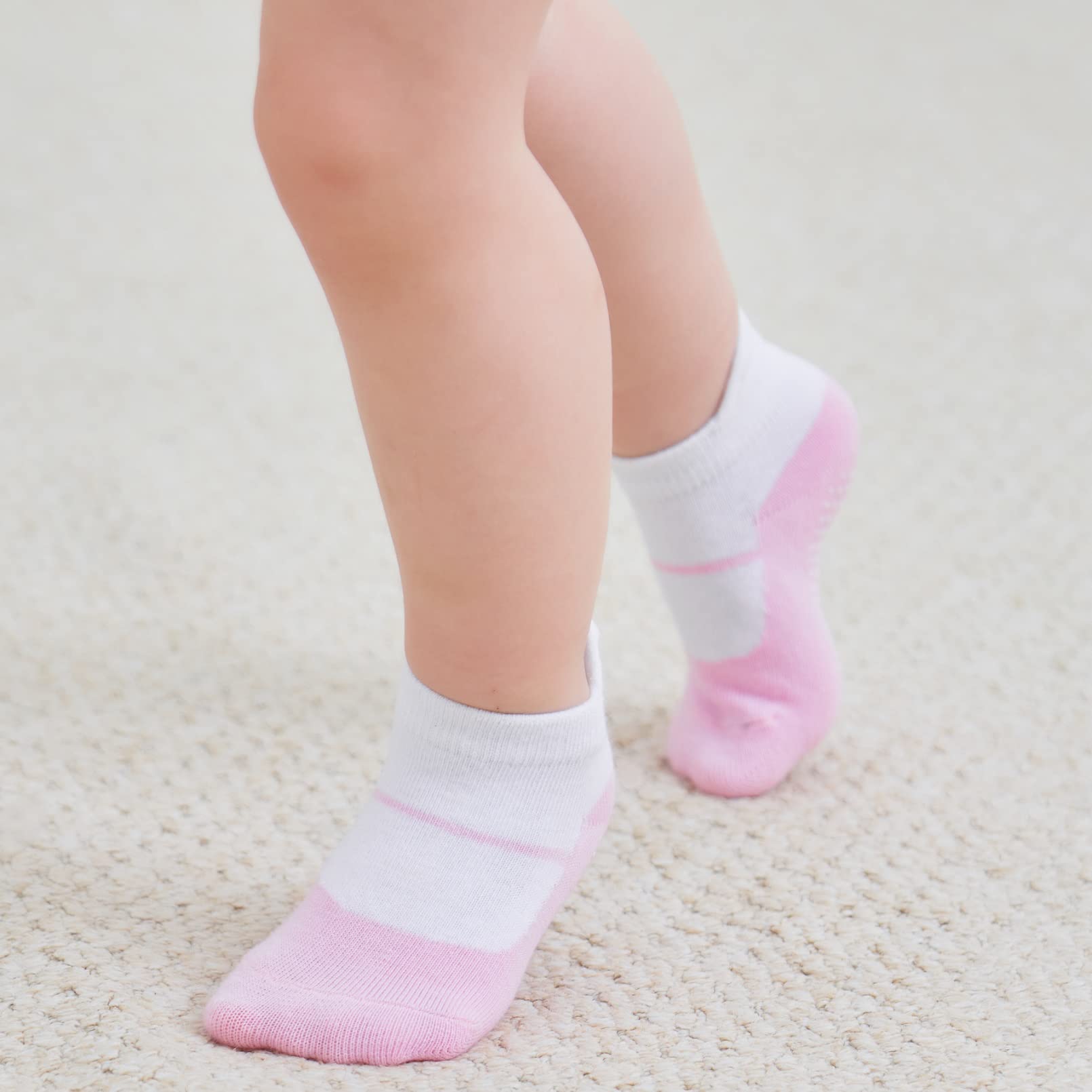 ZAPLES Baby Girls Non Slip Grip Ankle Socks with Anti Skid Soles for Infants Toddlers Kids, Mary Janes, 8-10 Years
