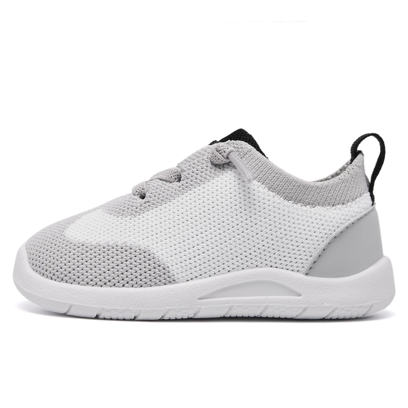 MORENDL Toddler Shoes Baby Walking Sock Shoes Infant Sneakers Boy Girl Barefoot Tennis Shoe Non-Slip Brethable White Grey Black