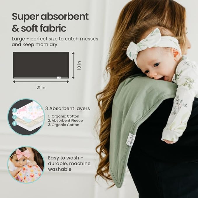Copper Pearl Premium Baby Burp Cloths - 3-Pack Large Cotton Burp Cloths, Extra Soft Spit Up Rags with 3 Absorbent Layers, Perfect for Baby Boy and Baby Girl Gifts (21" x 10" Size, Bailey Set)