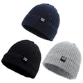 JANGANNSA Simple Knitted Baby Beanie Hip-Hop Boys Winter Hat Toddler Kids Bonnet for Girls 0-5Y (Black+Light Gray+Navy, M)