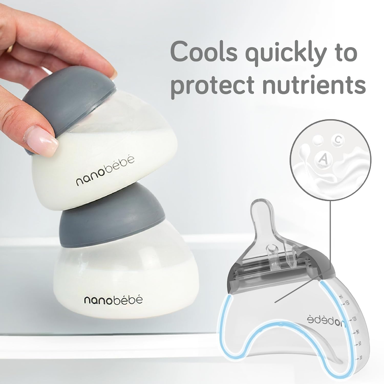 Nanobebe Breastmilk Bottle, Breastfeeding Newborn Breast Like, Anti Colic, Perfect Latch, Preserves Breast Milk nutrients, Twin-Pack Teal