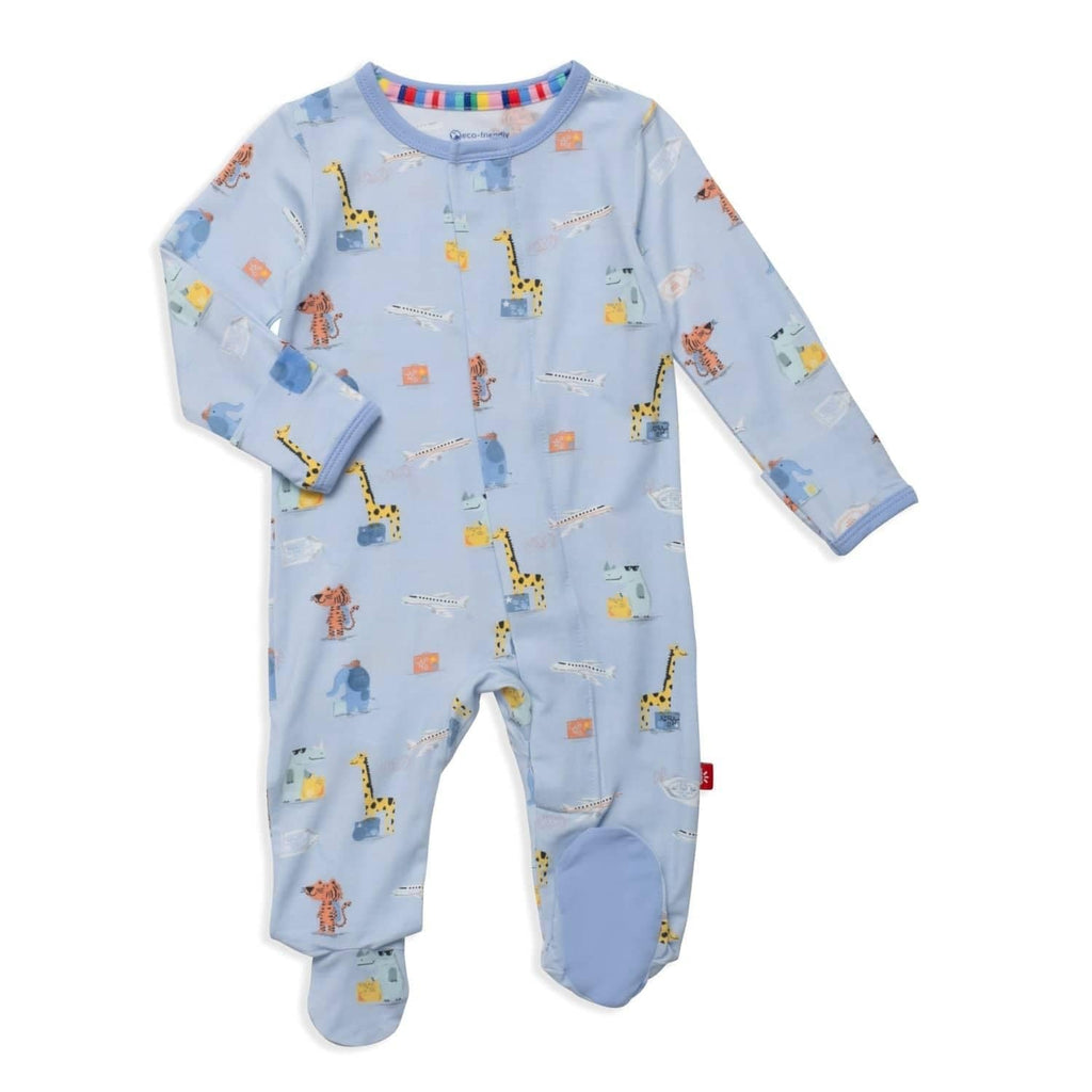 Magnetic Me Boys Modal Magnetic Baby Footie Pajamas | Silky Soft Modal Fabric | Ready Jet Go | 0-3 Months