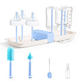 Travel Bottle Washing Kit with Storage Case, 7-in-1 Baby Travel Bottle Cleaner Kit for Travel and Home, All-in-One Baby Bottle Brush Set with Drying Rack for Bottles and Breast Pump Parts (Blue)