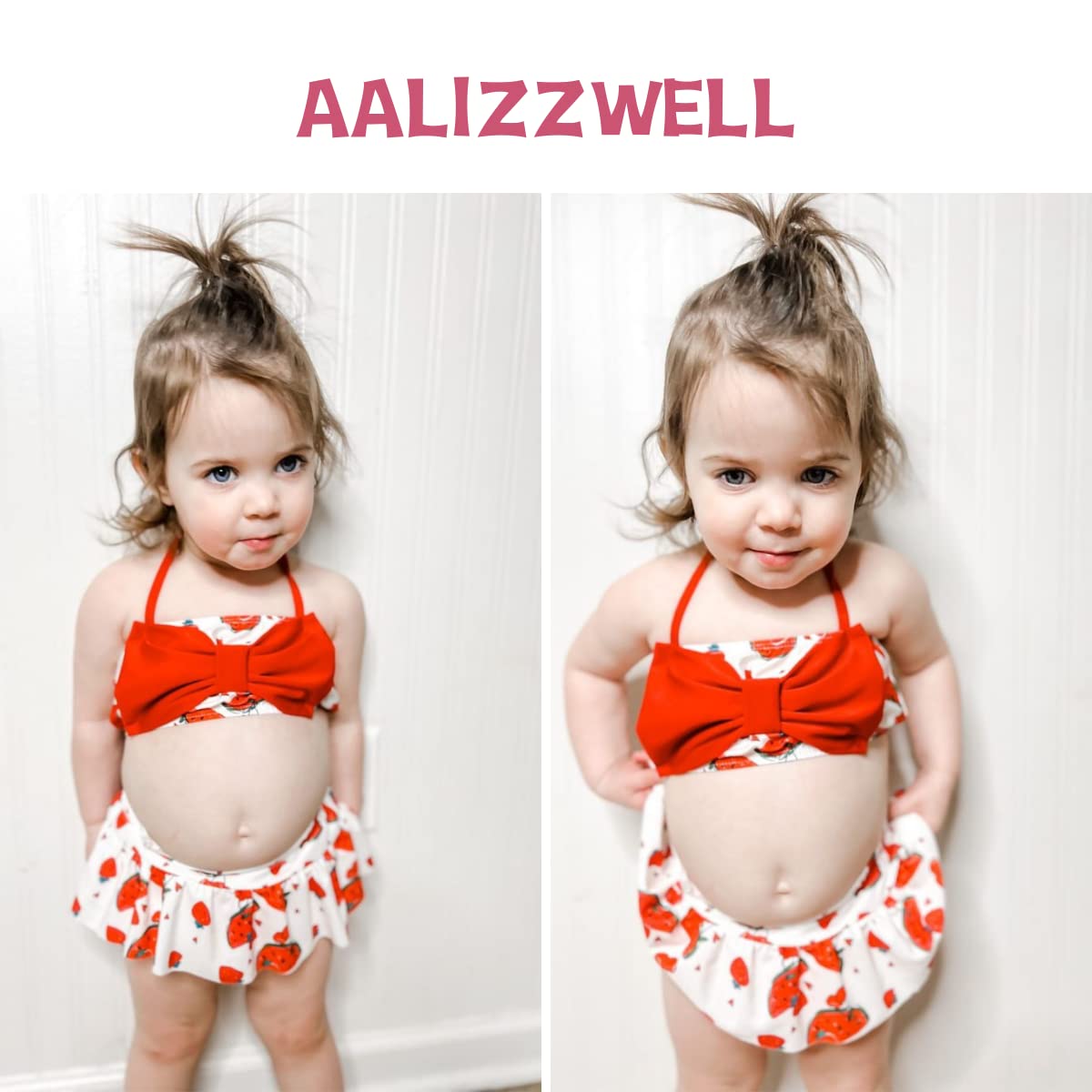 Little Baby Girls Swimsuit Strawberry Bikini Two Pieces Bathing Suit Swimwear Summer Beach Set Yellow 12-18 Months
