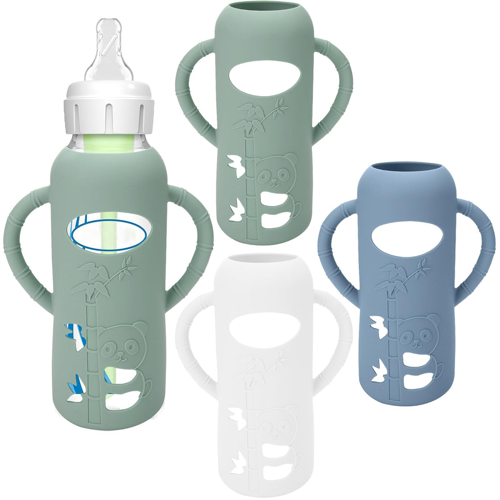 BUSOHA 3 Pack Silicone Sleeves for Dr Brown Glass Narrow Baby Bottle