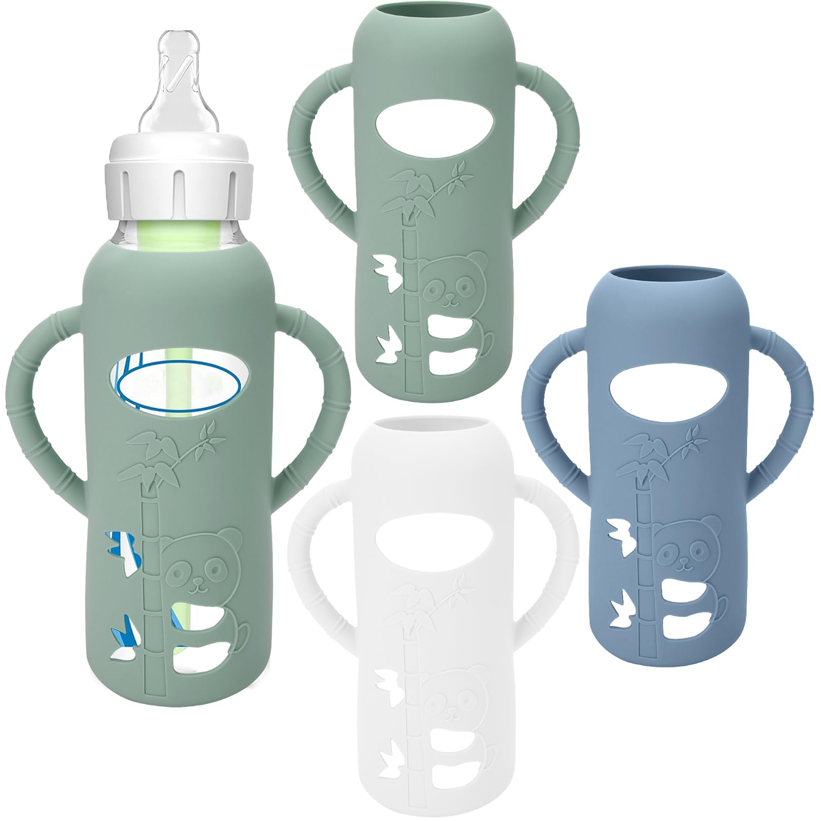BUSOHA 3 Pack Silicone Sleeves for Dr Brown Glass Narrow Baby Bottle