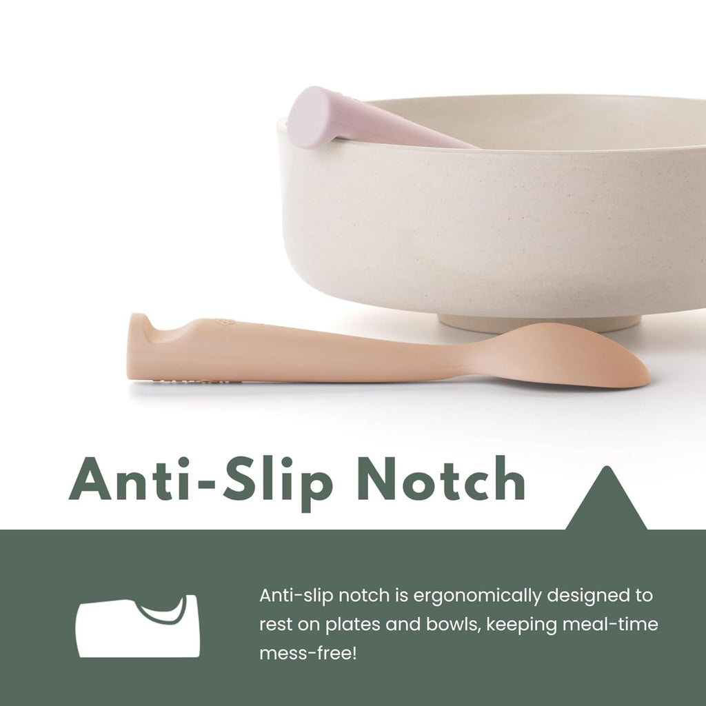 Miniware Silicone Baby Spoon for Training - BPA Free Baby Utensils - Baby Spoons Self Feeding 6 Months | 100% Food Grade Silicone - Modern & Dishwasher Safe | Dishwasher Safe (Pistachio & Toffee)