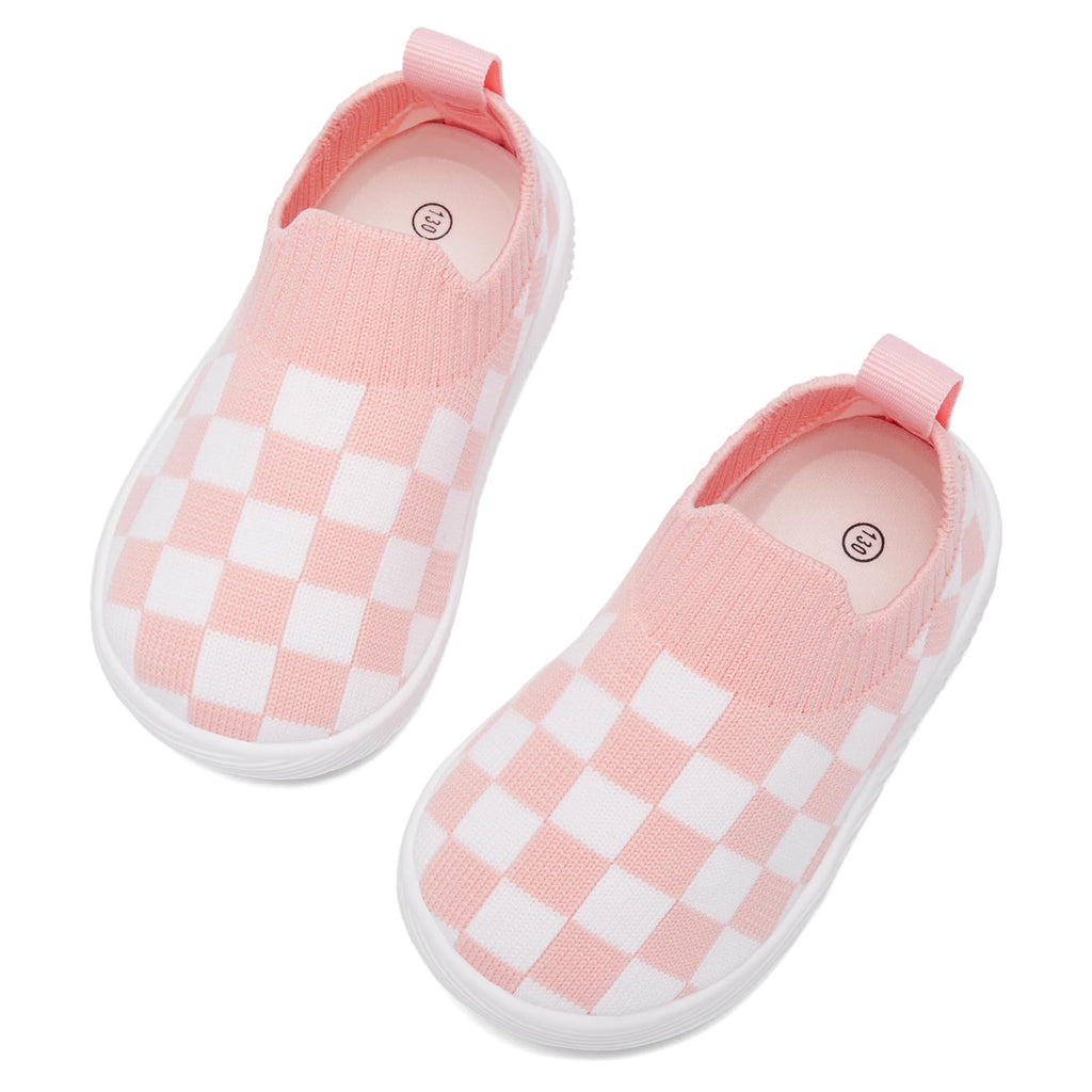 MORENDL Toddler Shoes Baby Walking Sock Shoes Non-Slip Breathable Boys & Girls Sneakers Infant Tennis Shoes Pink White Size 8