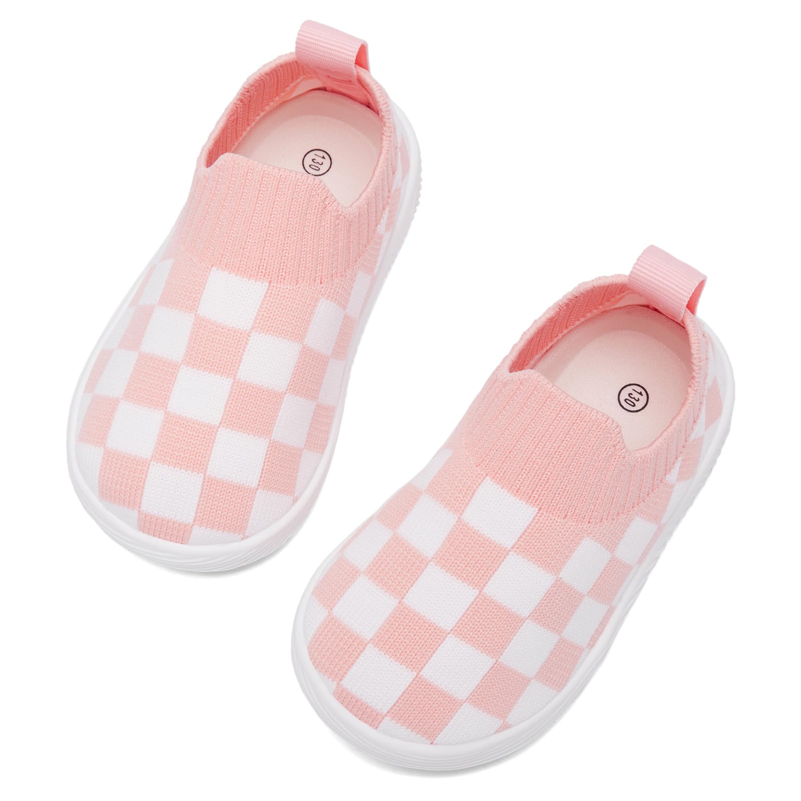 MORENDL Toddler Shoes Baby Walking Sock Shoes Non-Slip Breathable Boys & Girls Sneakers Infant Tennis Shoes Pink White Size 8