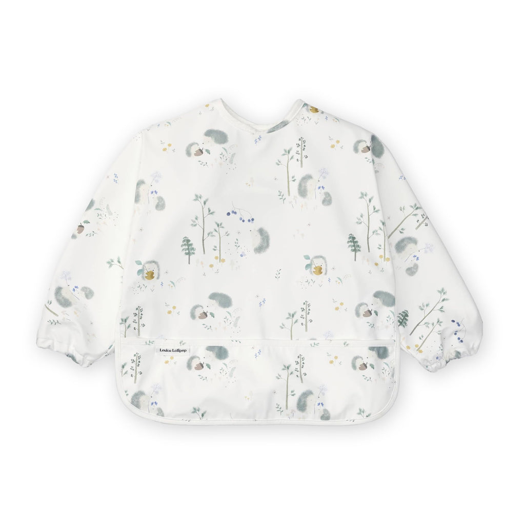 Loulou Lollipop Long Sleeve Bib for Babies & Toddlers – Waterproof, Wipeable, Easy to Clean, Spill Proof Full Sleeve Feeding Bib with Adjustable Fit, 6-36 Months Old - Hedgehogs