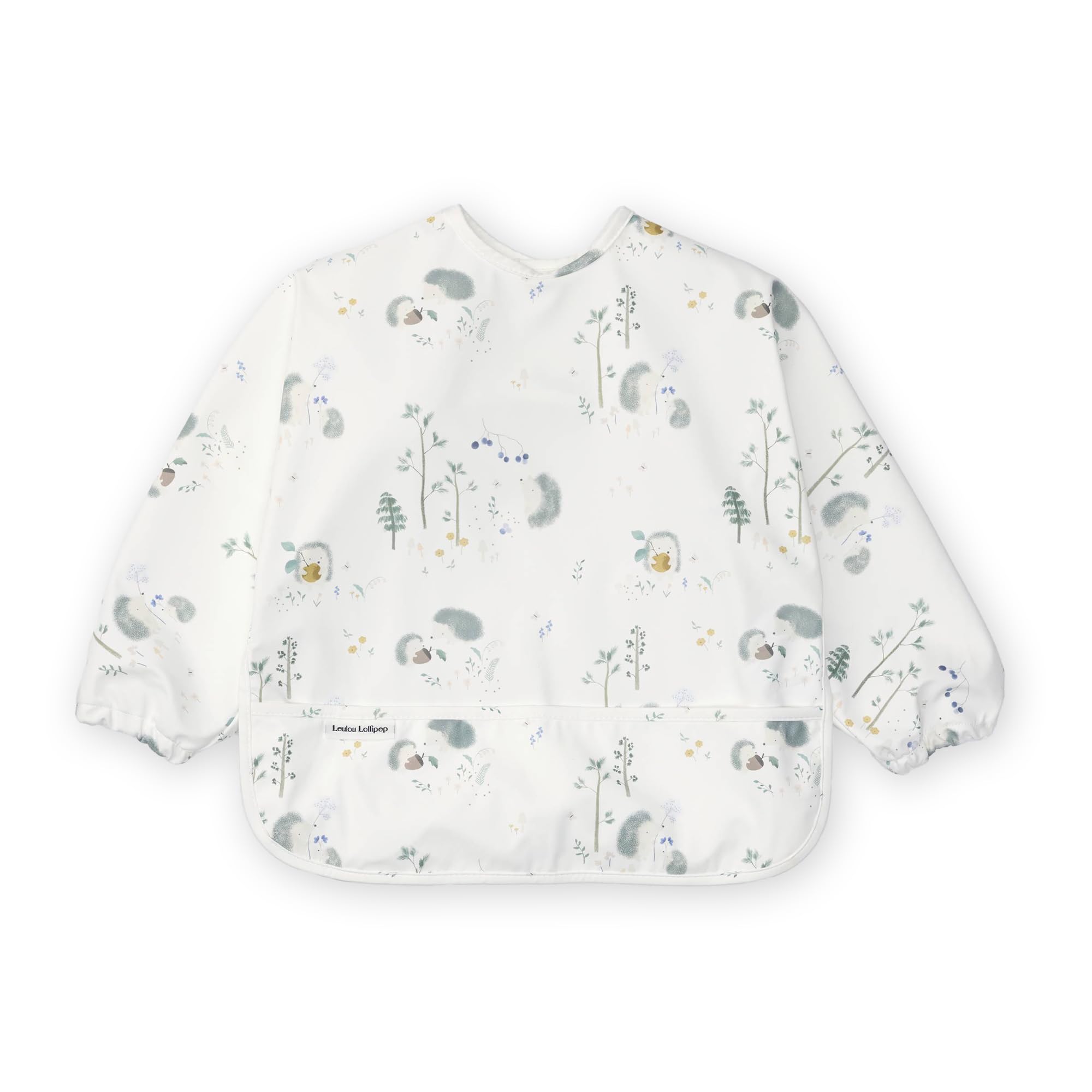 Loulou Lollipop Long Sleeve Bib for Babies & Toddlers – Waterproof, Wipeable, Easy to Clean, Spill Proof Full Sleeve Feeding Bib with Adjustable Fit, 6-36 Months Old - Hedgehogs