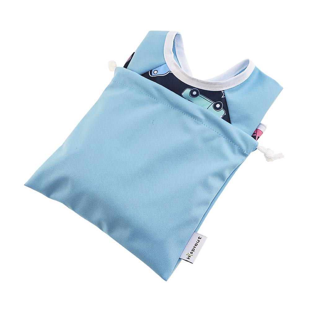 Hi Sprout Infant Toddler Baby Waterproof Sleeved Bib, Bib with Sleeves&Pocket, 6-24 Months (Car)