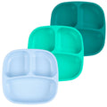 Re-Play Divided Toddler Plates Set of 3 - Deep-Walled 3 Compartment Kids Plates for Picky Eaters - Dishwasher & Microwave Safe - BPA-Free - Made in USA, Sea Glass