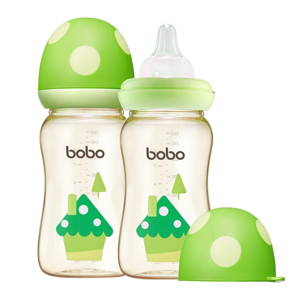 YOHKOH PPSU Baby Bottle Wide Neck, Newborn Anti-Colic Baby Bottle with Natural Response Nipple, Streamlined Body, Easy to Clean (8.8oz (Pack of 2), Red)