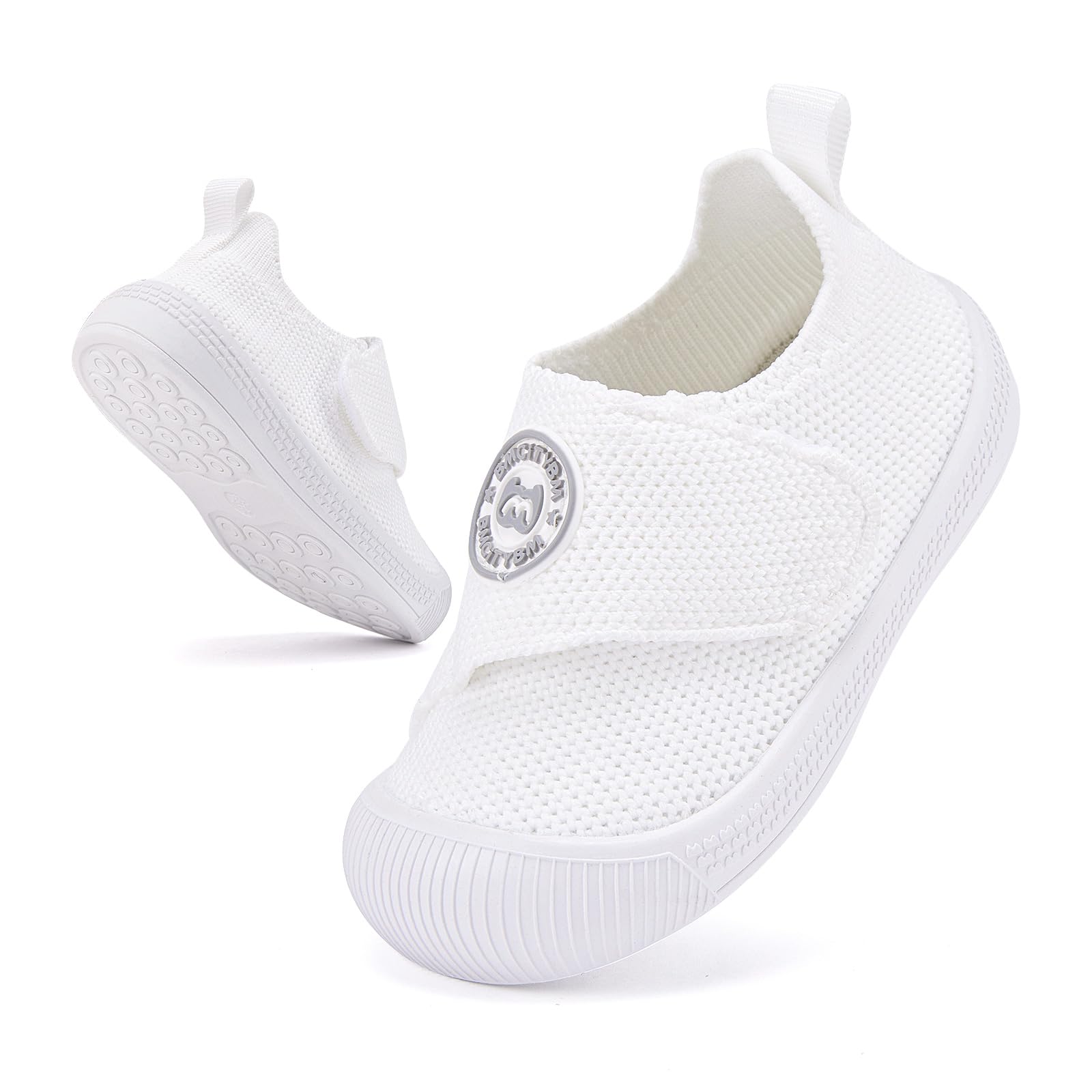 BMCiTYBM Baby Walking Shoes Toddler Sneakers Unisex White Size 18-24 Months