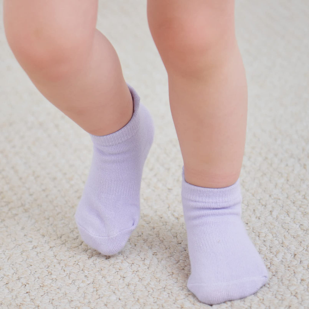 ZAPLES Baby Girls Non Slip Grip Ankle Socks with Anti Skid Soles for Infants Toddlers, Girls - 12 Pairs, 4-7 Years