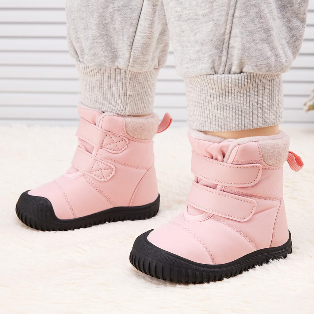 BMCiTYBM Baby Snow Winter Boots Boys Girls Shoes Double Strap Non Slip First Walking Infant 6 9 12 18 24 Months Pink Size 6-12 Months Infant