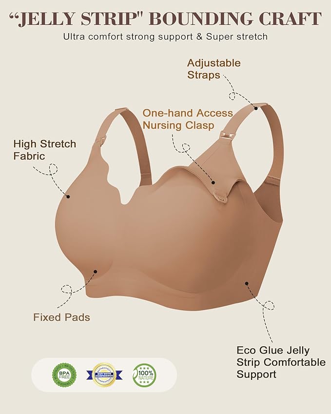 As Fairy Wireless Seamless Pumping Bra Hands Free Nursing Bra Wirefree Comfort Wearable Breast Pump Brass