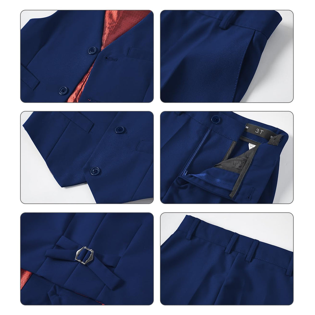 Boys Suit Set for Kids Formal Tuxedo Suits for Wedding, Deep Blue, Size 8