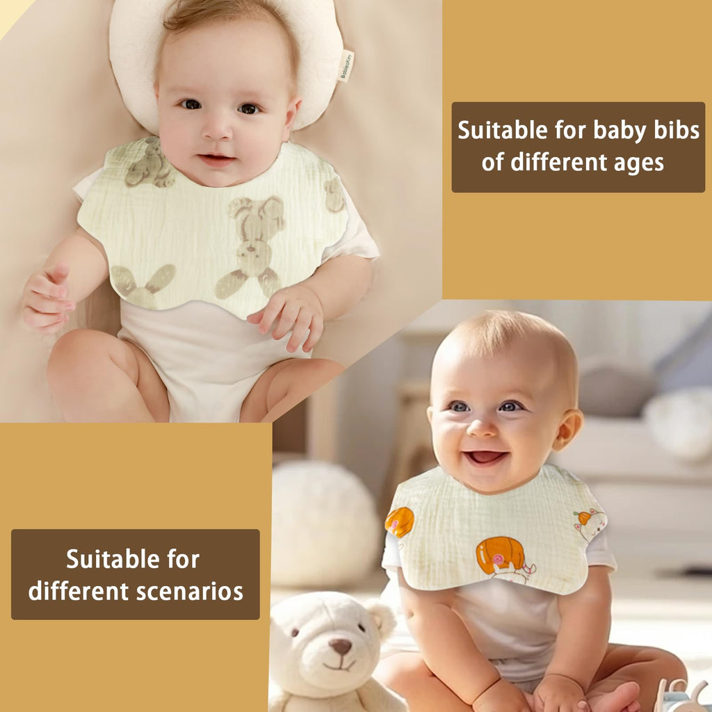Muslin Baby Bibs 10 Pack Absorbent Adjustable Organic Cotton Drool Bibs