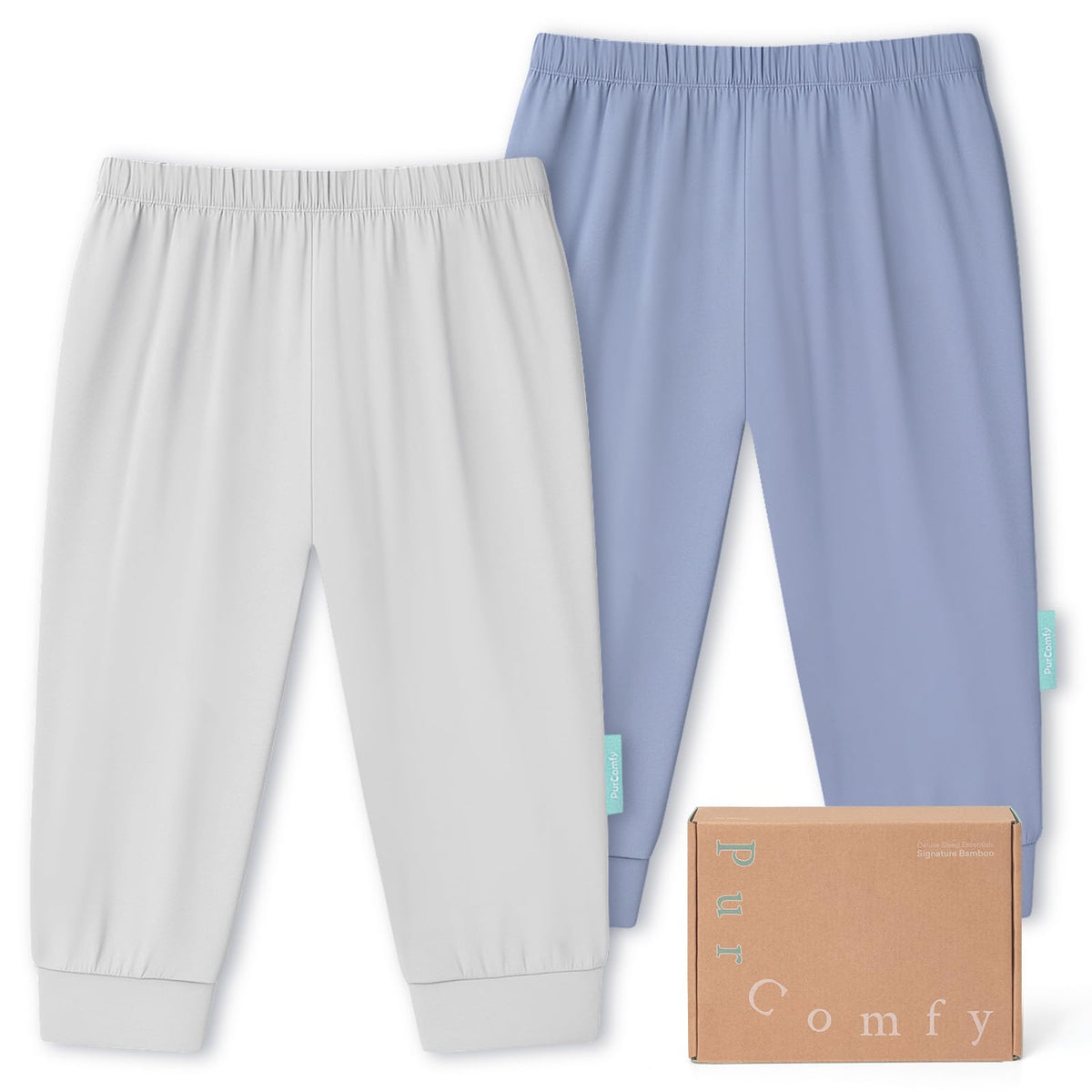 PurComfy Bamboo Viscose Baby Pants, Unisex 0-3 Months, 2-Pack