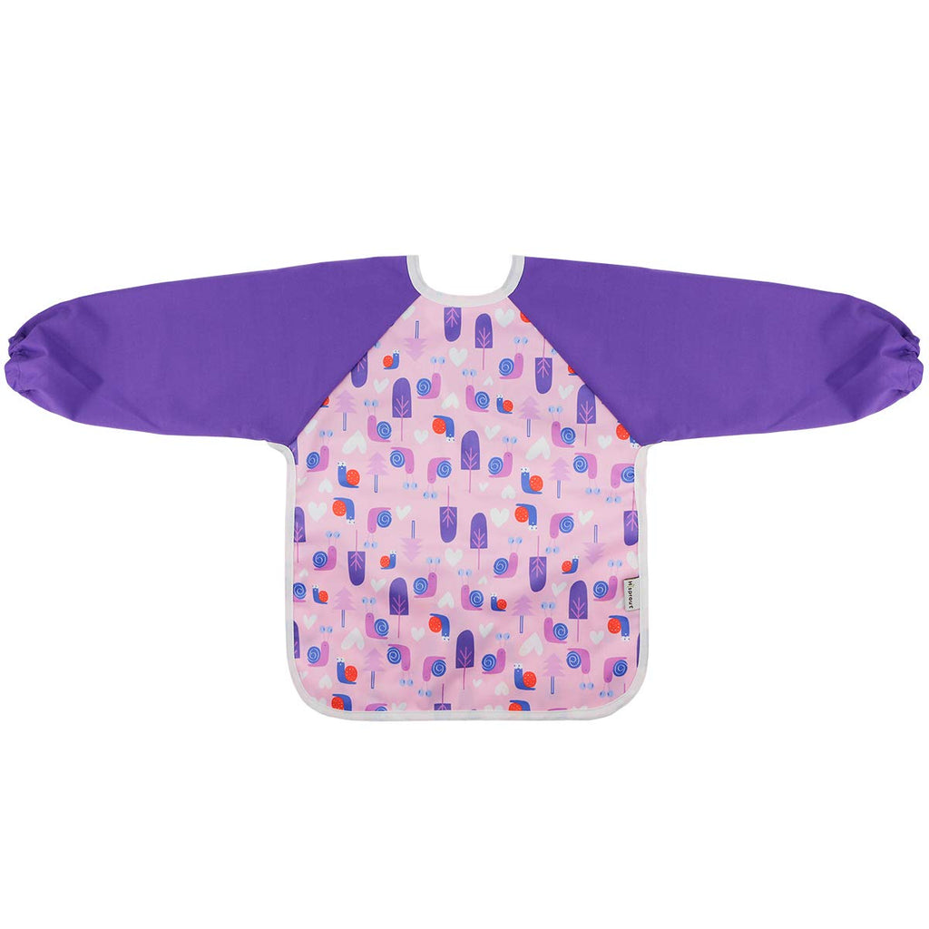 Hi Sprout Infant Toddler Baby Waterproof Sleeved Bib, Bib with Sleeves&Pocket, 6-24 Months (Snails)