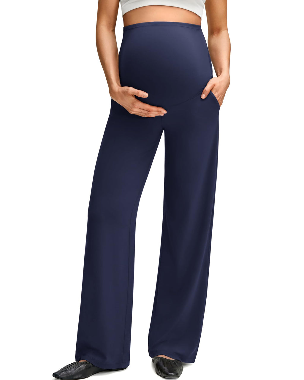 G4Free Maternity Work Clothes Pregnancy Pants for Yoga,Royal Blue,M,Tall