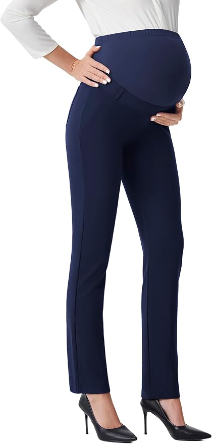 AFITNE Maternity Pants for Work Over The Belly Straight Leg Dress Slacks Strethy Pregnancy Office Casual Yoga Pants