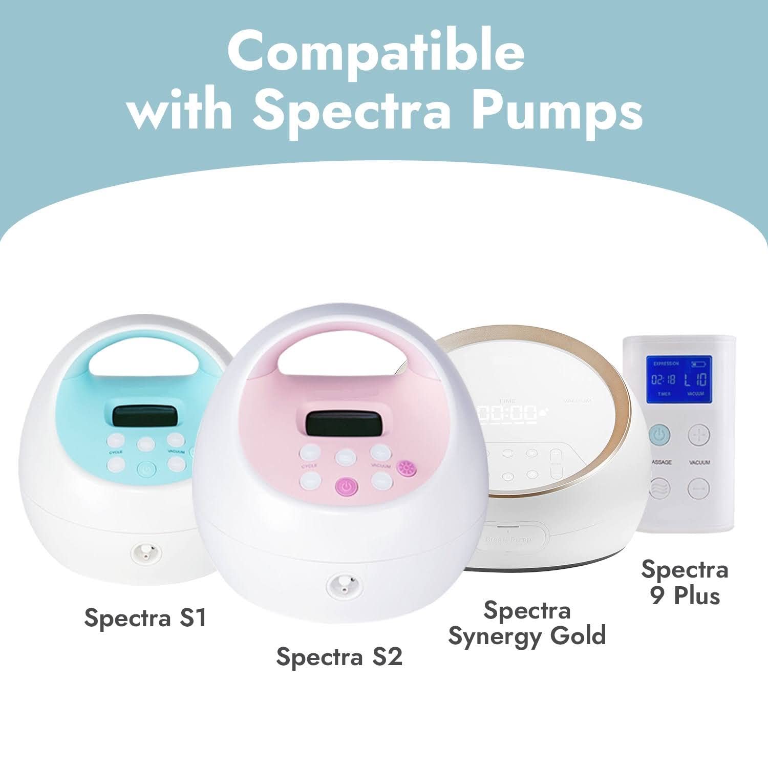 [8-Count] Papablic Duckbill Valves and Silicone Membrane Compatible with Spectra S1, S2 and 9 Plus Breastpumps, Not Original Spectra Pump Parts, BPA/DEHP Free, Blue