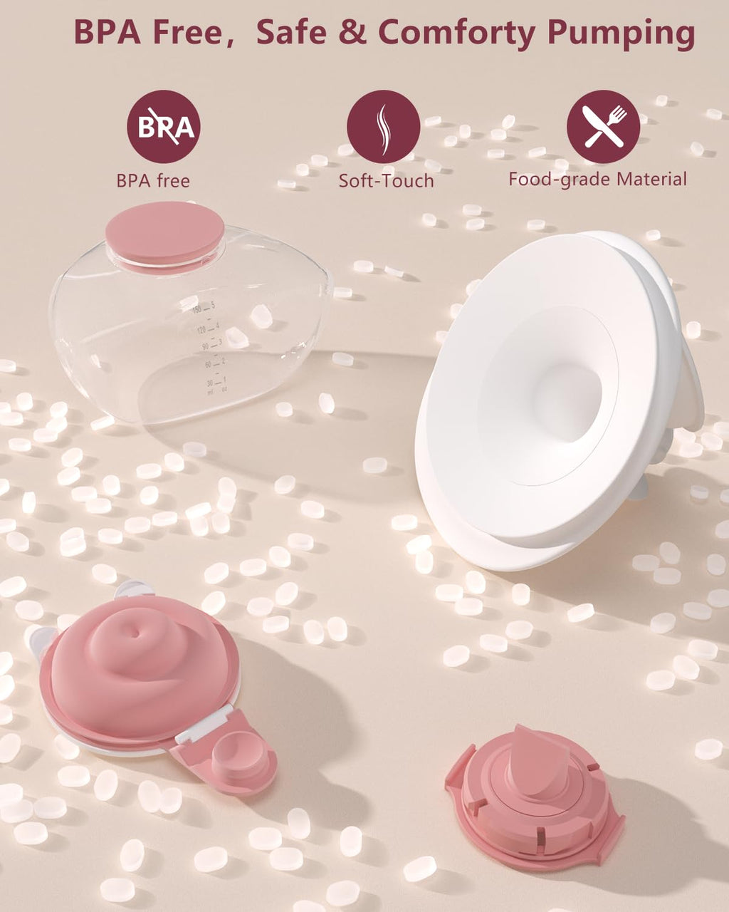 2 Pack 24mm Full Breast Pump Kits Compatible with Momcozy Upgraded Mobile Flow M9, Upgraded M9 Full Set Parts Including 24mm FlnageX2, Red ValveX2, Red DiaphragmX2, Container with Silicone LipX2