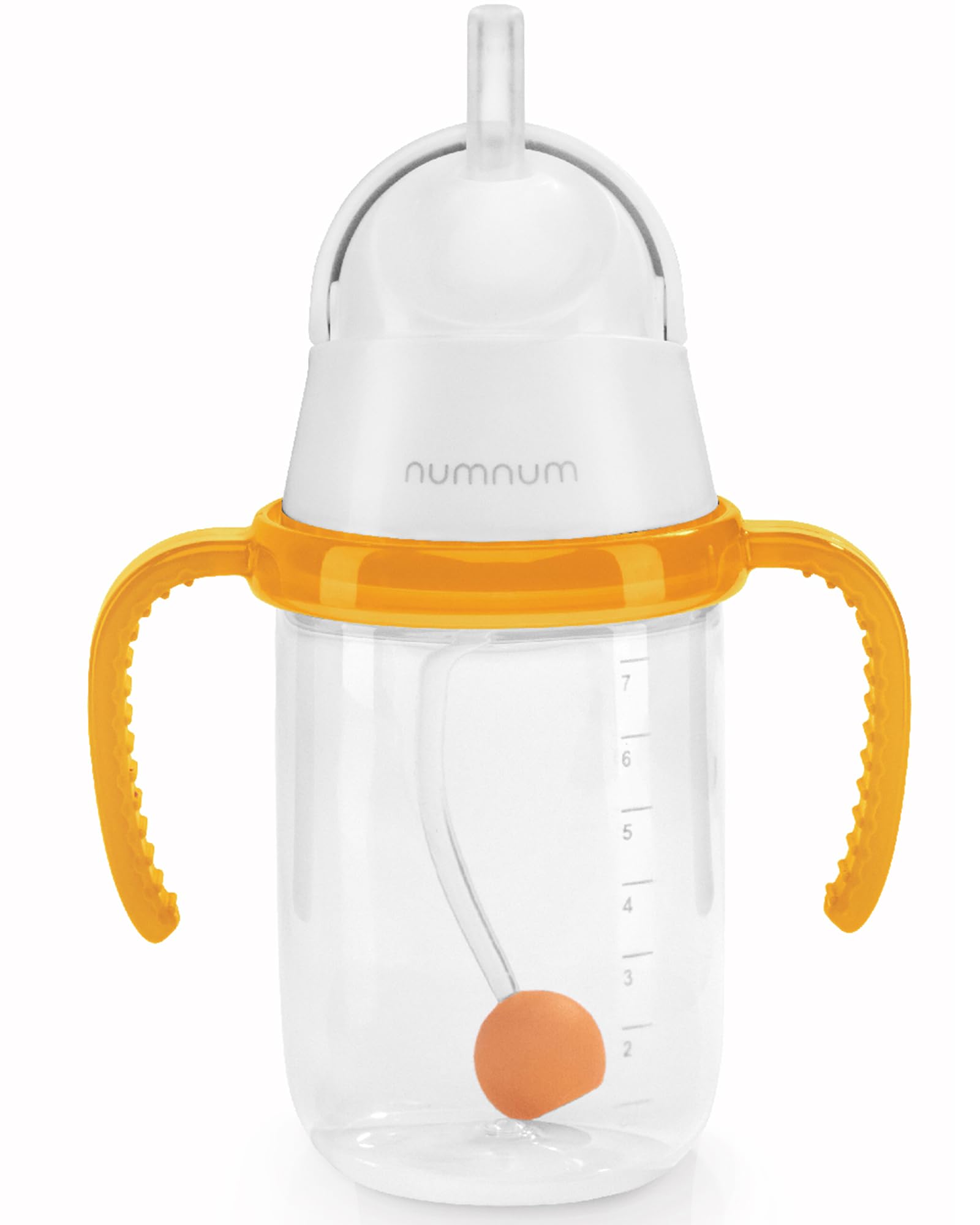 NumNum Baby Straw Cup Weighted Sippy Cup 6-12 Mo, 1-Pack Orange