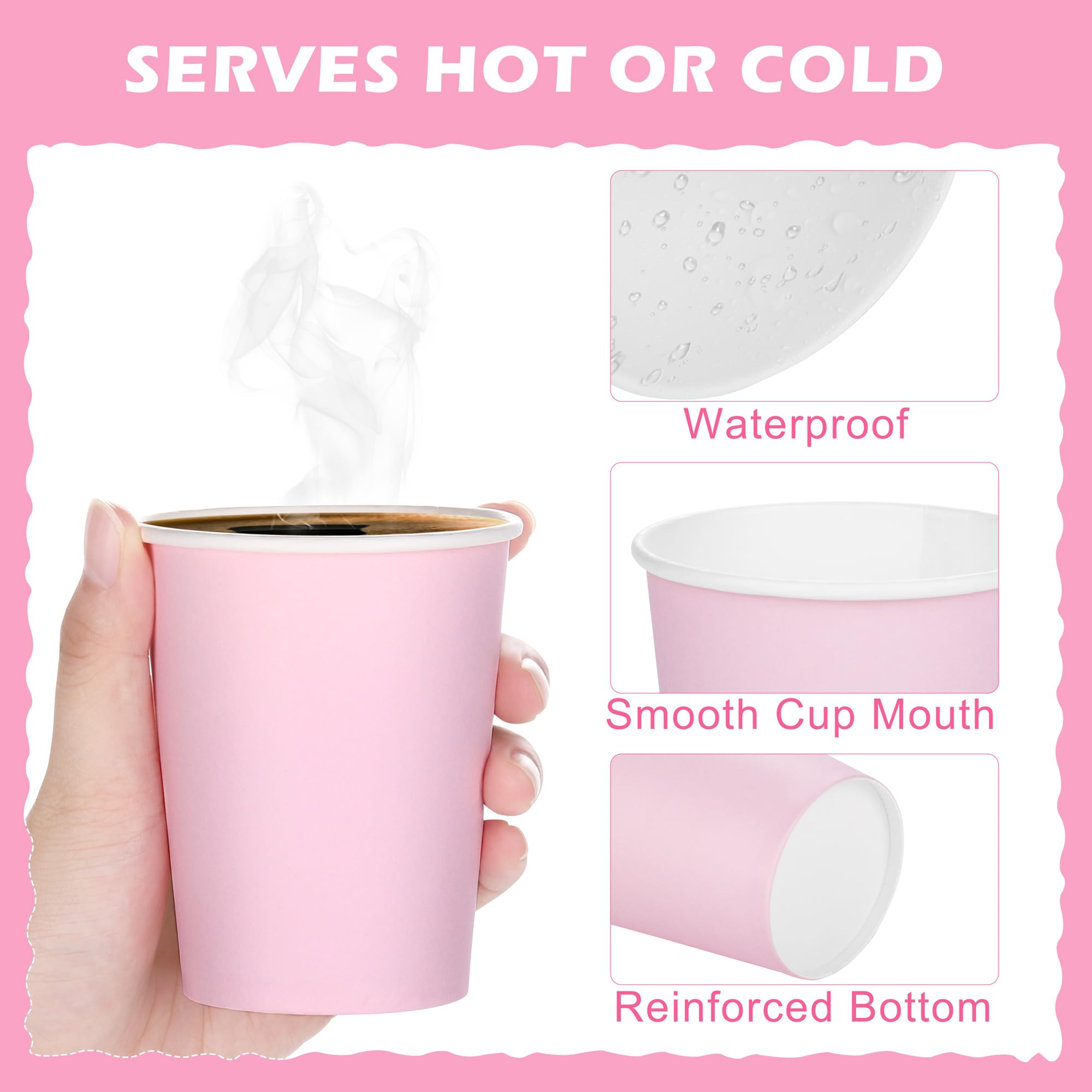 URATOT 120 Pieces 9 Ounce Disposable Paper Cups Pastel Rainbow Party Cups Drinking Cups for Party, DIY and Holiday, 6 Colors