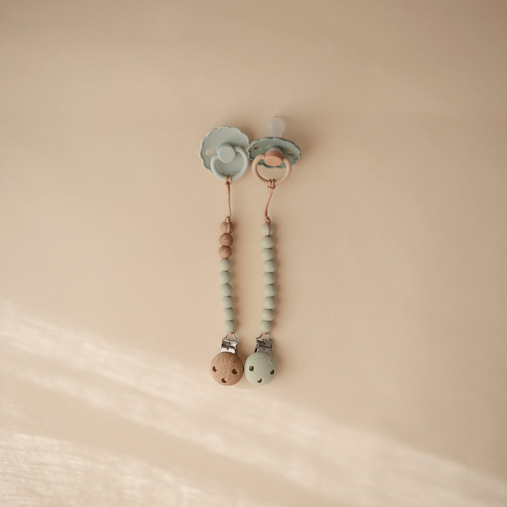 mushie 100% Silicone Baby Pacifier Clip BPA Free | Eva (Sage)