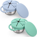 BUSOHA 2 Pack Stainless Steel Toddler Snack Cups - 9 OZ Spill-Proof Baby Snack Containers with Silicone Catcher and Lid Travel Snack Containers for Kids Food Grade Silicone Dishwasher Safe
