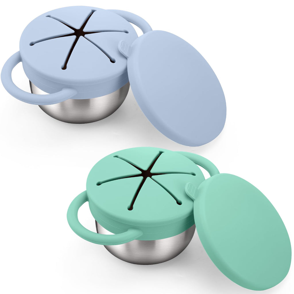 BUSOHA 2 Pack 9 oz Spill Proof Stainless Steel Toddler Snack Cups