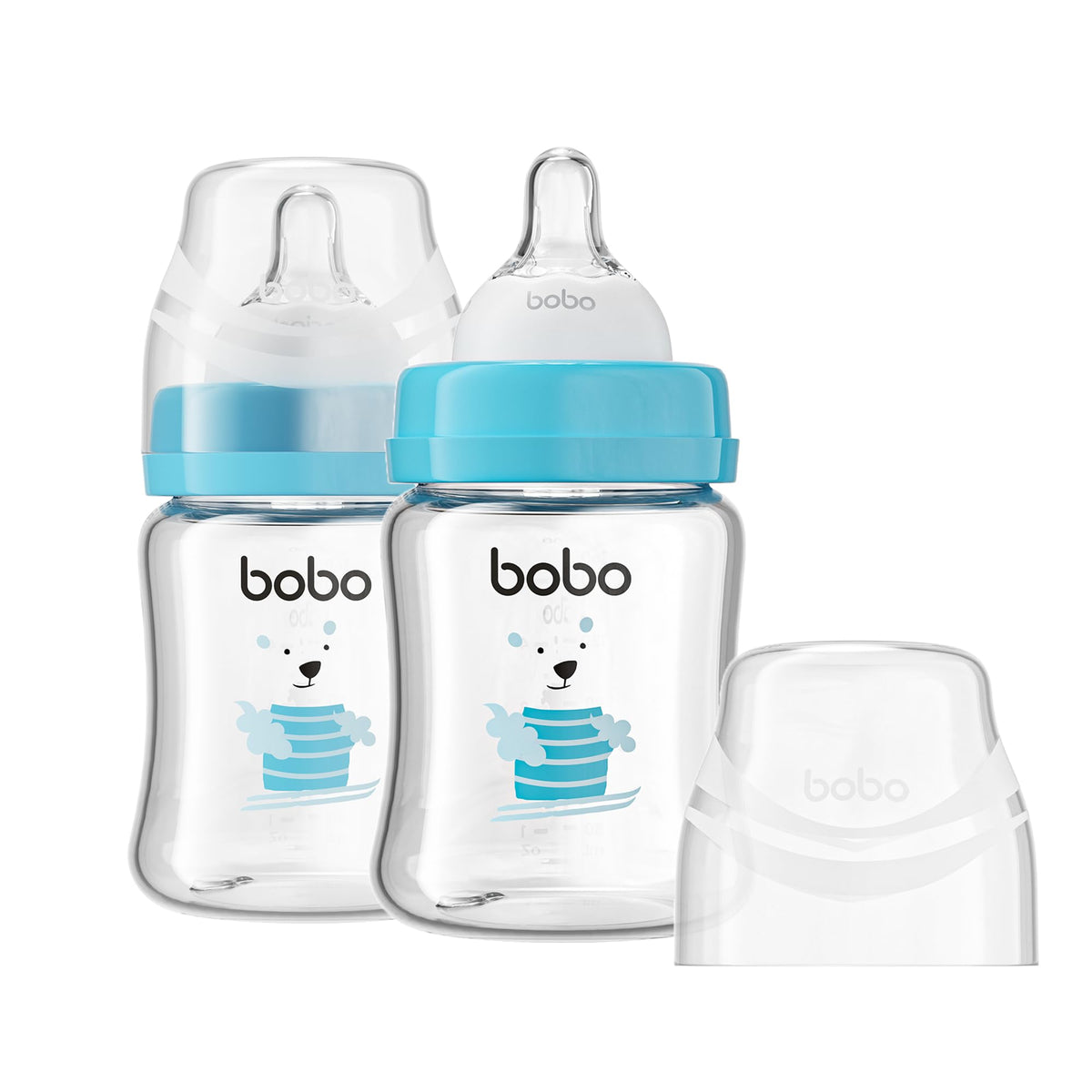 YOHKOH Glass Baby Bottles with Slow Flow Nipple, Newborn Anti-Colic Baby Bottles for 0+ Months, Wide Neck Feeding Bottle, Clear (Multicolour, 2.7oz (Pack of 2))