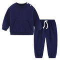 Fullfamous Baby Boy Clothes Outfits Infant Fall Winter Spring Cotton Long Sleeve Shirt Sweatshirt Pullover Top and Pants Set Sweatpants Sweatsuits Joggers Clothing Navy 2t