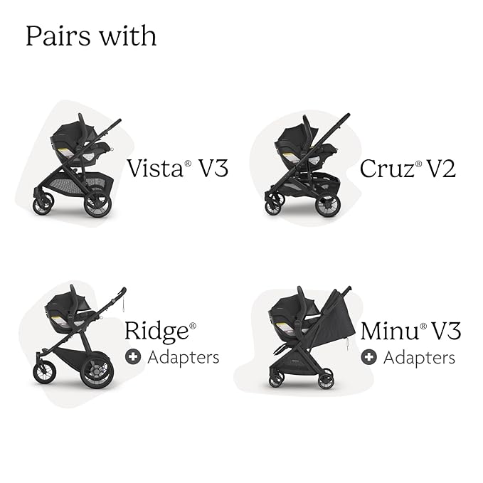 UPPAbaby Mesa V3 Infant Car Seat - Easy Installation + SmartSecure Technology - Attaches to Stroller | Base + Infant Insert Included - Greyson (Charcoal Mélange)