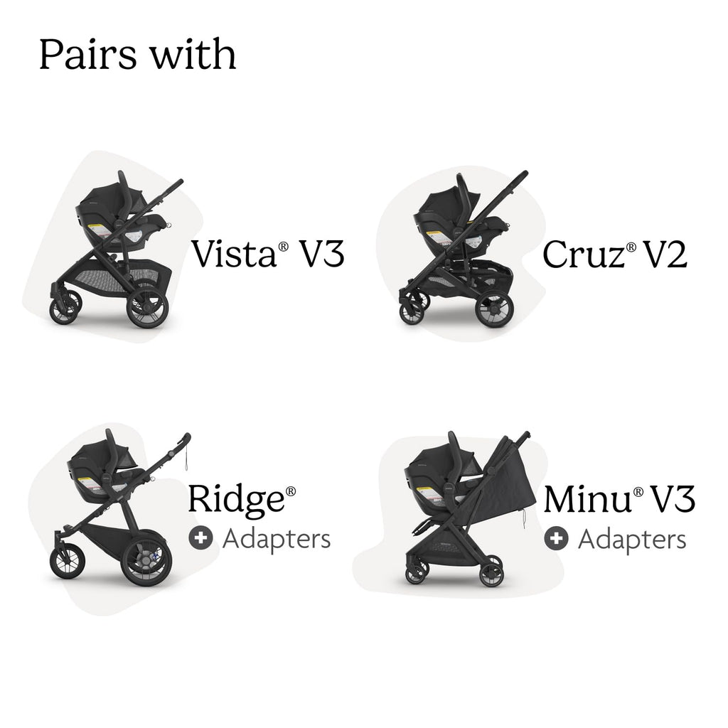 UPPAbaby Mesa V3 Infant Car Seat - Easy Installation + SmartSecure Technology - Attaches to Stroller | Base + Infant Insert Included - Callum (Stone Blue)