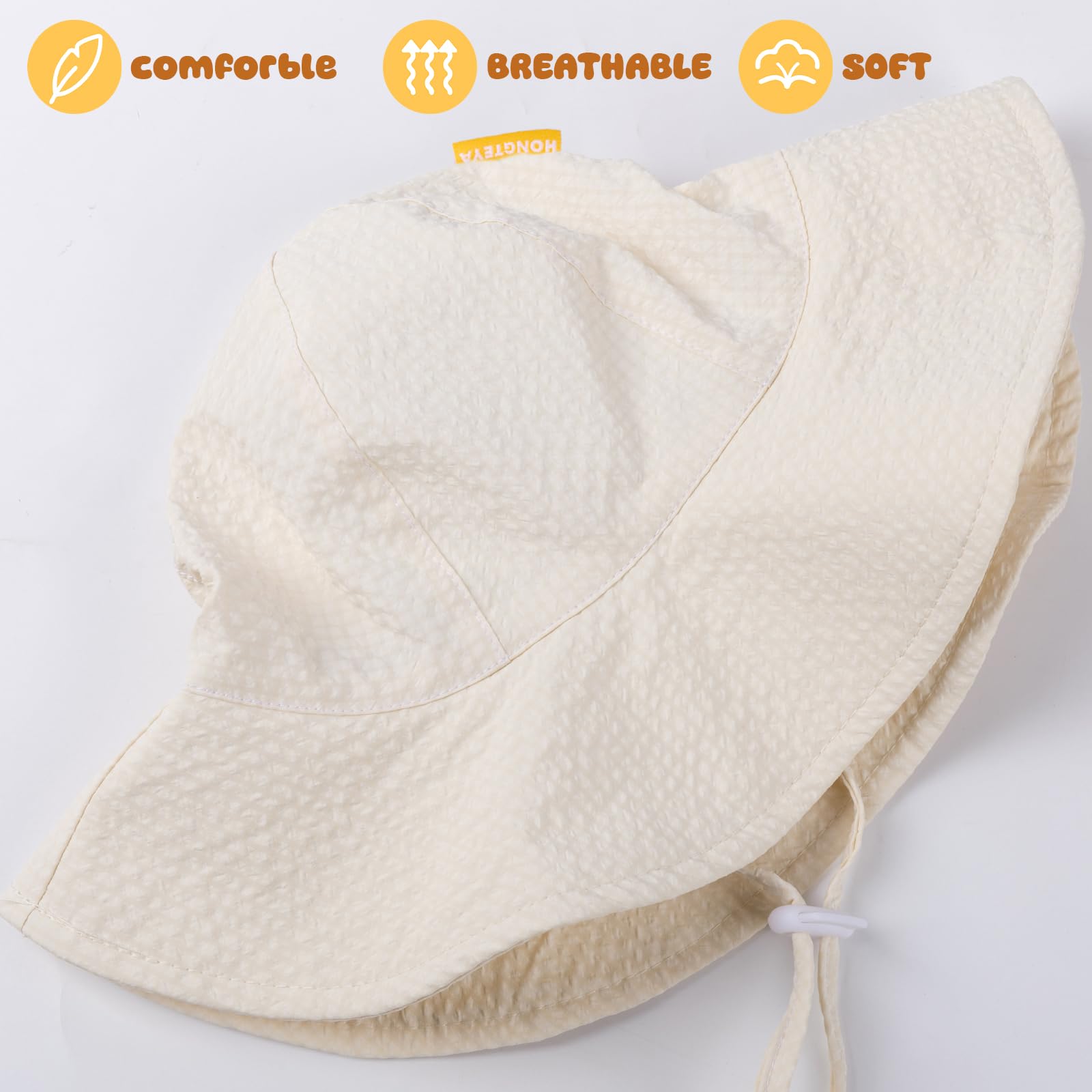 Baby Sun Hat Toddler Girl Beach Hat Adjustable Outdoor Summer Hat UPF 50+ Sun Protection Wide Brim Infant Kids (US, Age, 6 Months, 24 Months, Beige)